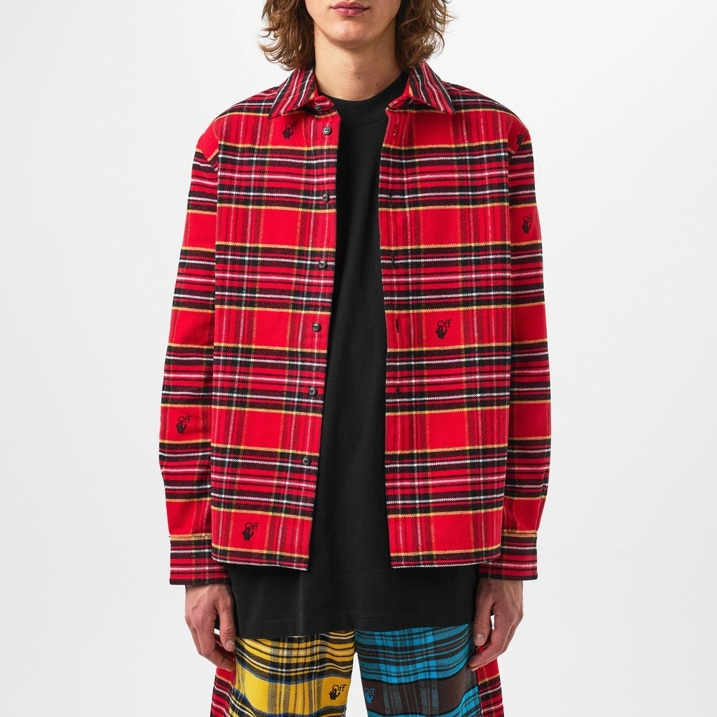 Off White Flannel Skate Shirt - Red Black